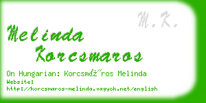 melinda korcsmaros business card